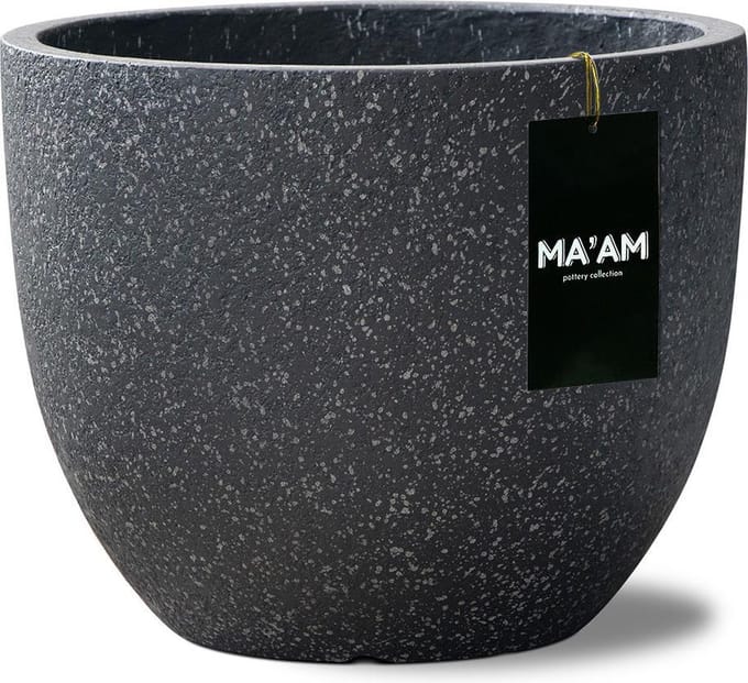 MA'AM Pottery Leah bloempot - D30x25 - Zwart granito - lichtgewicht - modern/industrieel/scandinavisch
