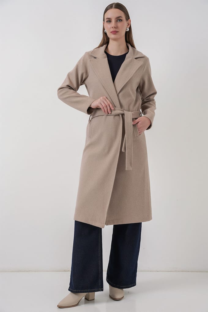Dubbelzijdige Coat met Knoopsluiting en Textuur