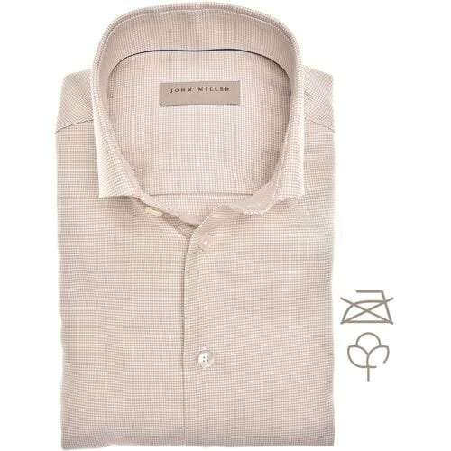 John Miller Overhemd Button-Down Cotton Non-Iron Fine Pattern Licht Bruin / male