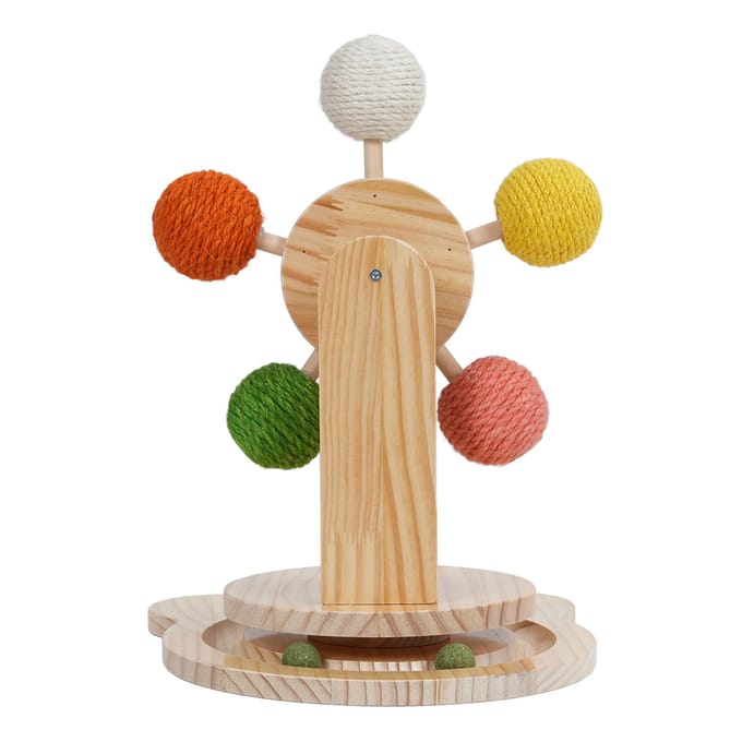 Houten Draaitafel Basis Kattenbal Speelgoed Zelfvermaak Sterke Structuur Interactief Krabben beige