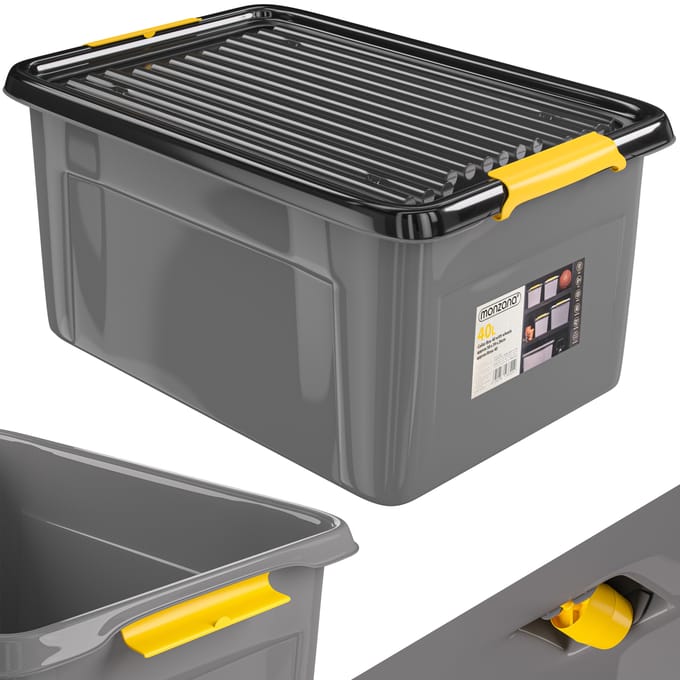 Opbergbox Grijs/Antraciet 58x39x25cm stapelbaar