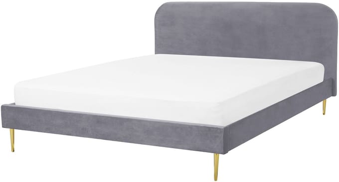 FLAYAT - Tweepersoonsbed - Grijs - 160 x 200 cm - Fluweel