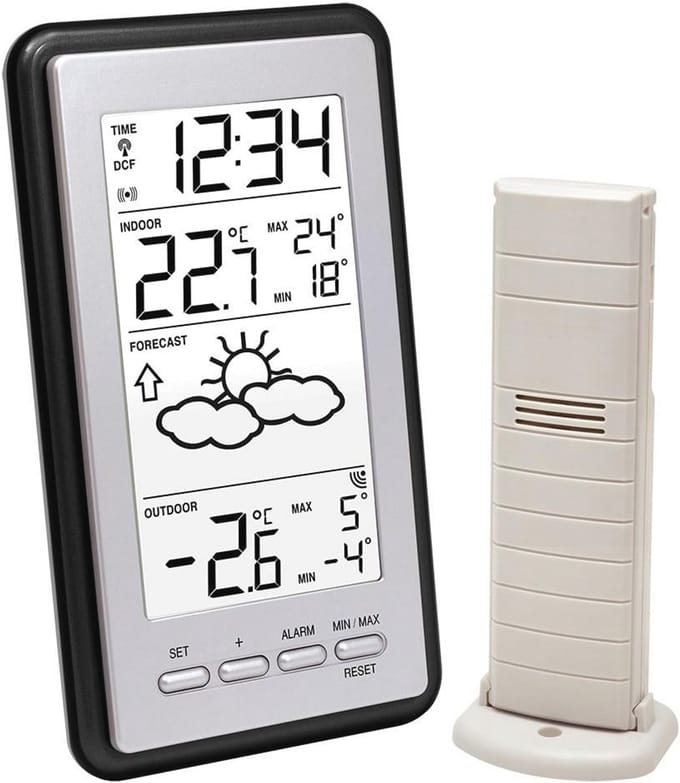Weerstation met Binnen- en Buitentemperatuur en Weersvoorspelling
