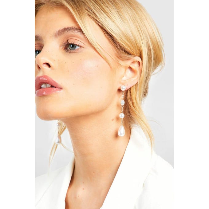 boohoo Dames Parel Multi Station Hangoorbel | Wit