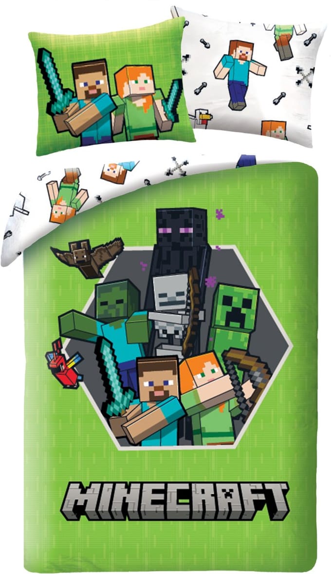 Minecraft Dekbedovertrek Friends - 140 x 200 + 70 x 90 cm - Polyester