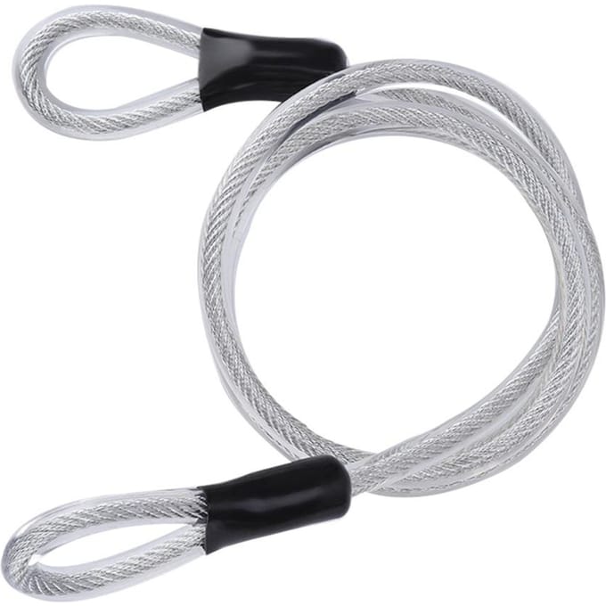 Câble de sécurité en acier durable de 120 cm de long avec extrémités bouclées scellées, diamètre 8 mm white