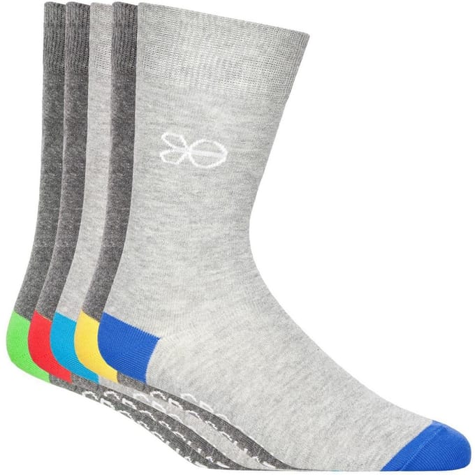 Crosshatch Heren Posical Logo Crew Sokken (Set van 5) (Grijs/Multikleurig)