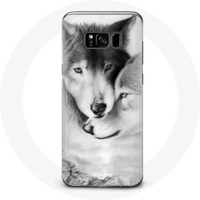 Hoesje voor Samsung Galaxy S8 Wolf Duo dieren