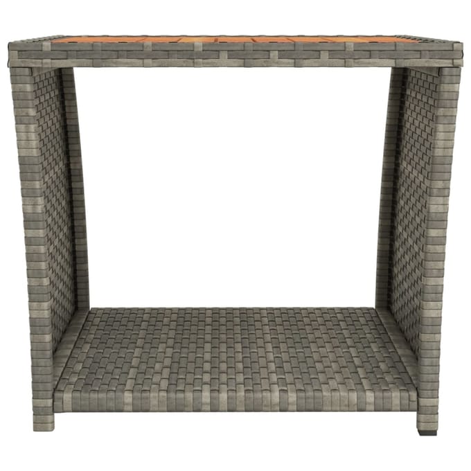 vidaXL - Salontafel - met - houten - blad - poly - ratten - massief - acaciahout - grijs