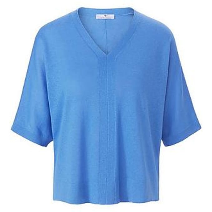 Trui V-hals en korte kimonomouwen Van Peter Hahn blauw