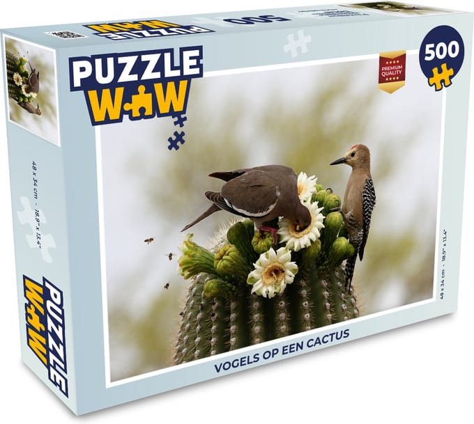 Puzzel Vogels op een cactus - Legpuzzel - Puzzel 500 stukjes
