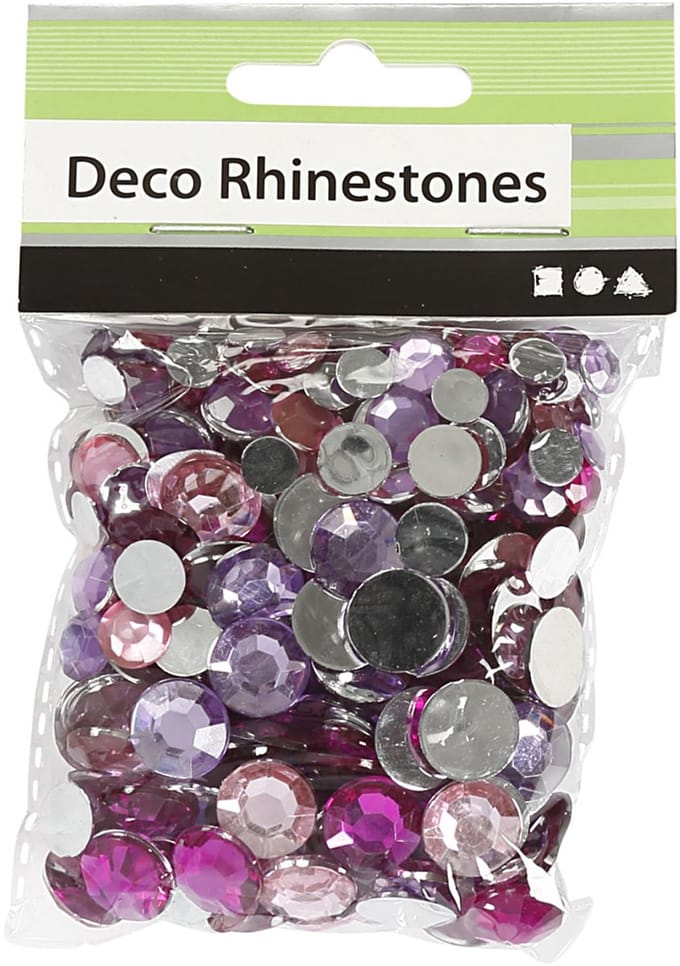 Strasstenen, rond, afm 6+9+12 mm, paars, 360 stuk/ 1 doos