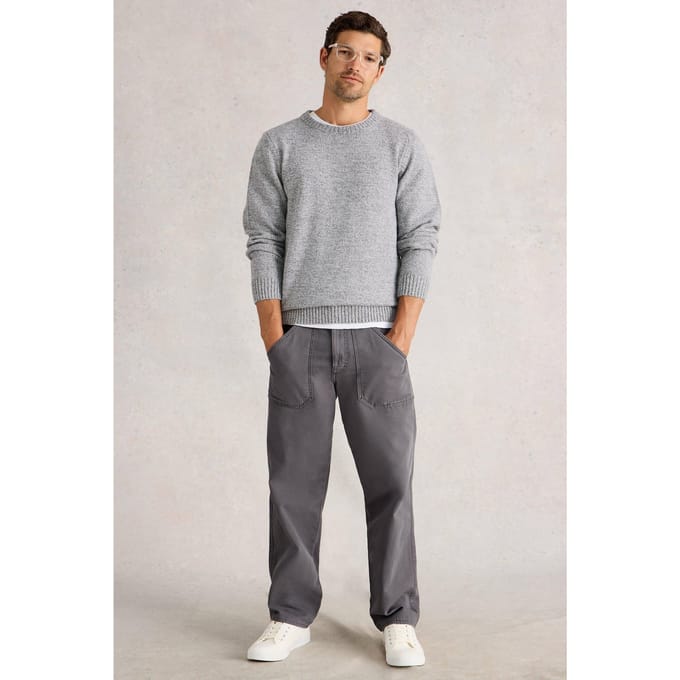 White Stuff Twisted Crew Charcoal Grey Taglia: L | Maglioni a maglia Outlet | Uomo | Nero