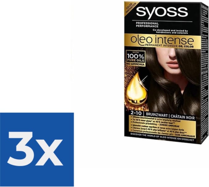 Syoss Oleo Intense - Haarverf - 2-10 - Bruinzwart - 115ml x 3