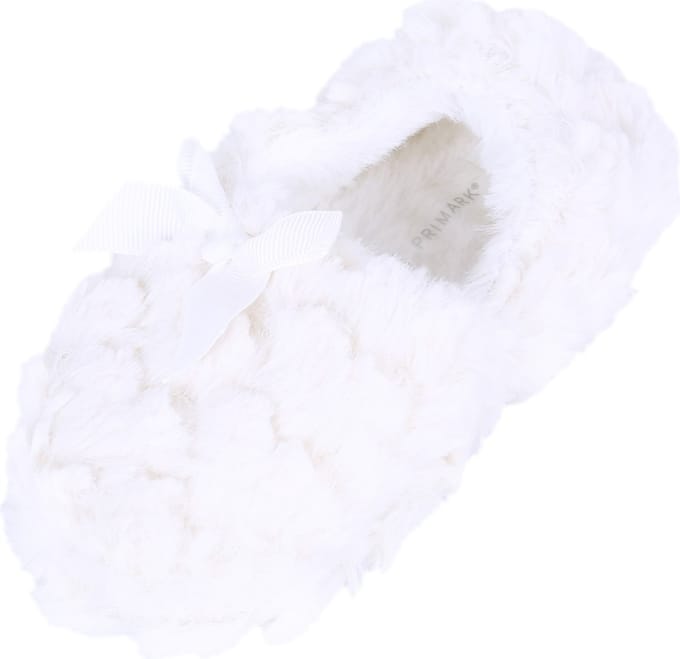 Crème pantoffels met strik