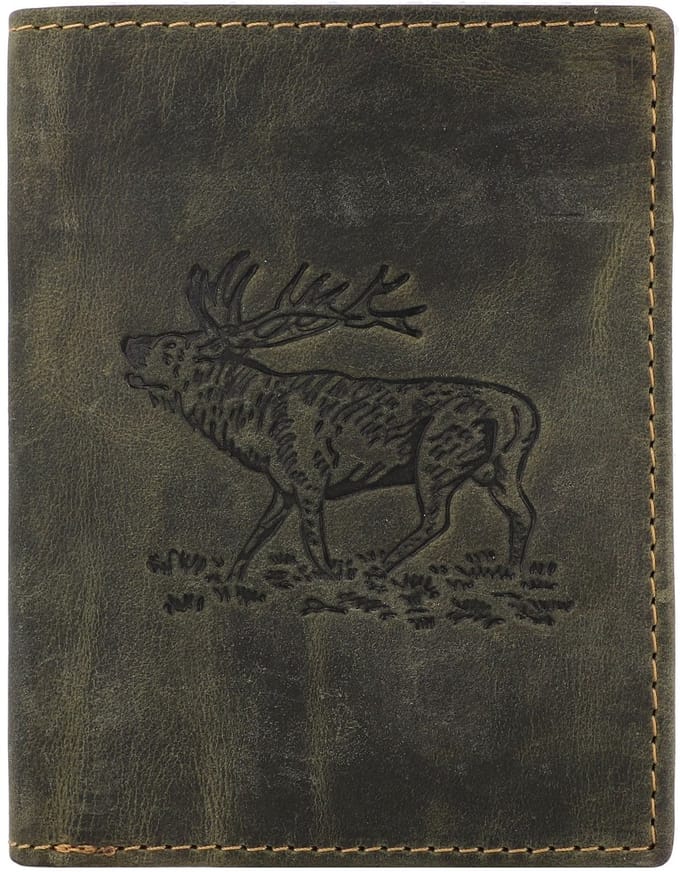 GREENBURRY portemonnee Vintage Animal Collection Wallet Olive Stag donkergroen