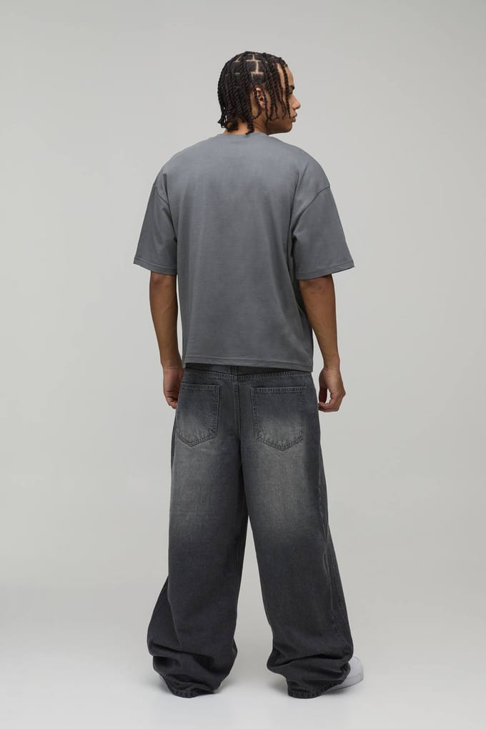 Baggy Jeans Met Panelen En Wassing | Mid Grey | Size 34R