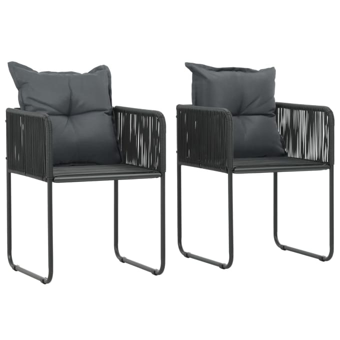 vidaXL - Tuinstoelen - 2 - st - met - kussens - poly - rattan - zwart