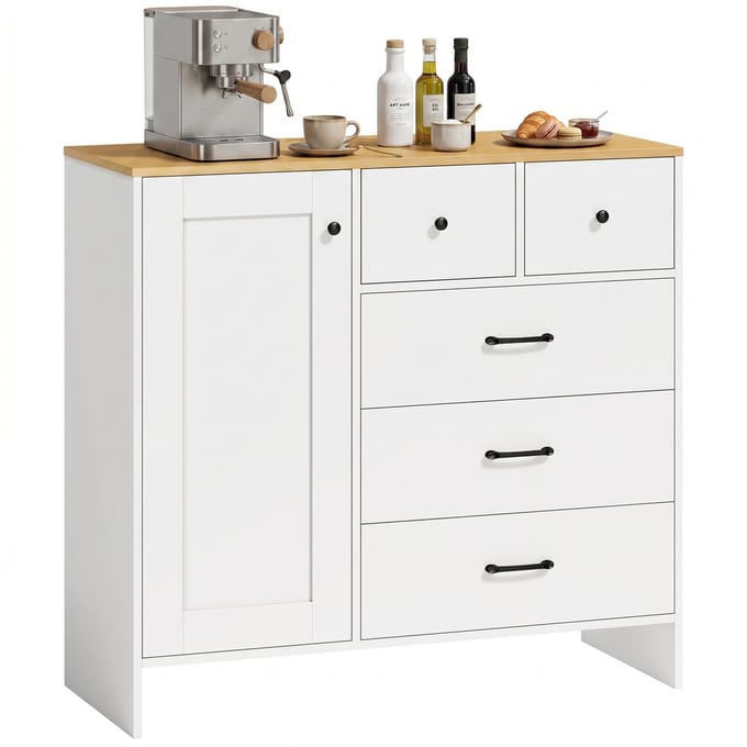 HOMCOM Buffetkast - Spaanplaat, MDF - 100 x 40 x 94 cm - Wit