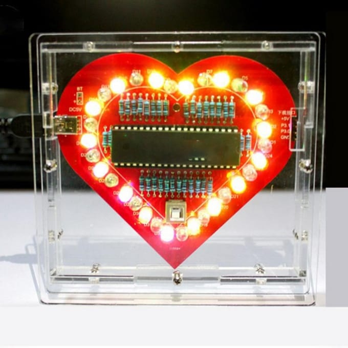 DIY Kleurrijke MCU Module Hartvormige Lamp Licht Elektronische Printplaat Kit