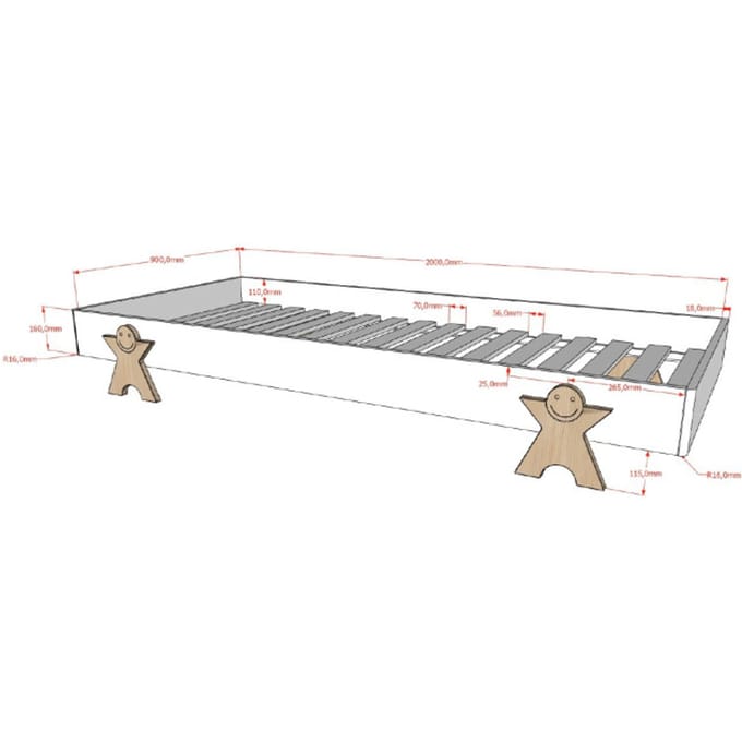 LUCEVI - Modulo Smiley Stapelbare bedden - 2 stuks - Grijs - 90x200 cm