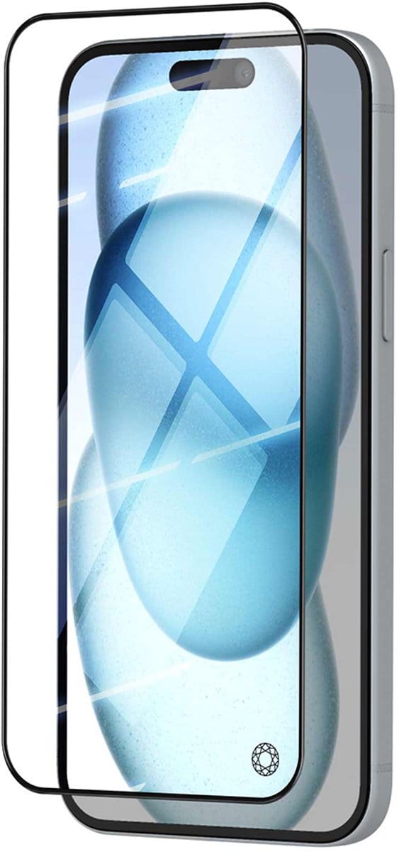 Force Case, Screenprotector geschikt voor iPhone 15 - Tempered Glass 3D Anti-Impact, Transparant