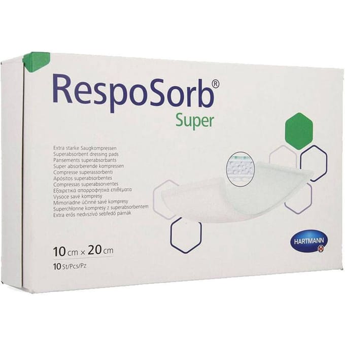 Hartmann RespoSorb Super Verband 10x20cm 6850214 10 Compressen
