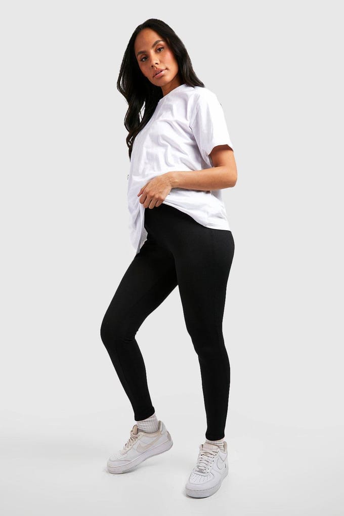 boohoo Dames Maternity Ribbed Over Bump Leggings | Zwart | Maat: 42