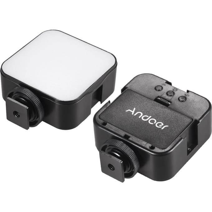 Mini LED-videolamp Fotografie-invullamp 6500K Dimbaar 5W met Cold Shoe Mount-adapter zwart