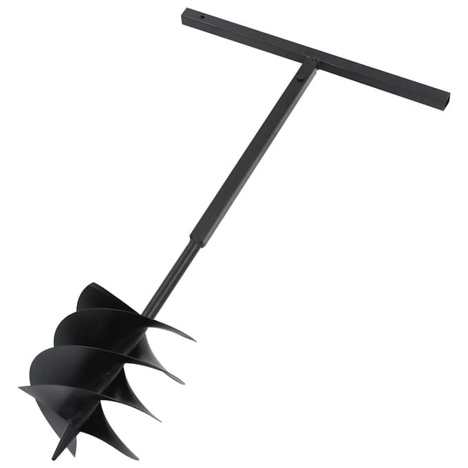 vidaXL - Grondboor - met - handvat - 250 - mm - met - verlengbuis - 12 - m - staal