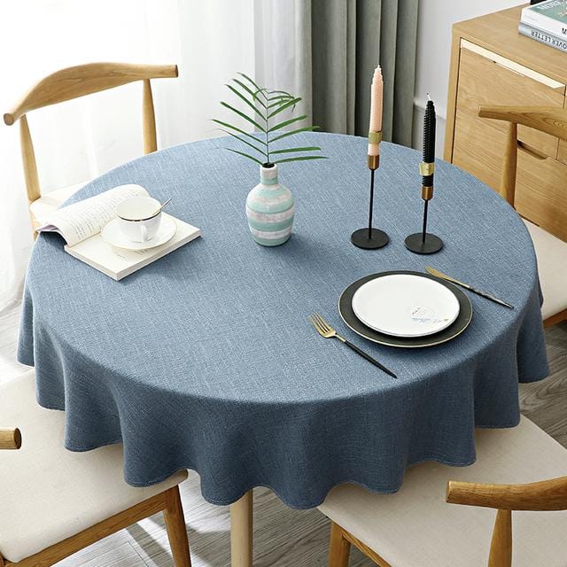Grote ronde tafelkleed effen kleur katoen en linnen eettafel tafelkleed 200cm