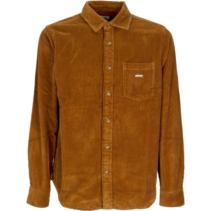 Miles herenshirt met lange mouwen L/s geweven catechuhout