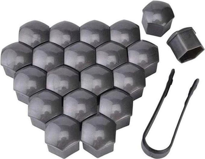 Wielmoerkapjes 17mm - Set van 20 stuks - Grijs - Moer Cover Auto