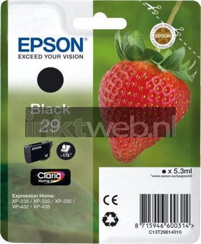Epson T2981 nr. 29 inktcartridge zwart (origineel)