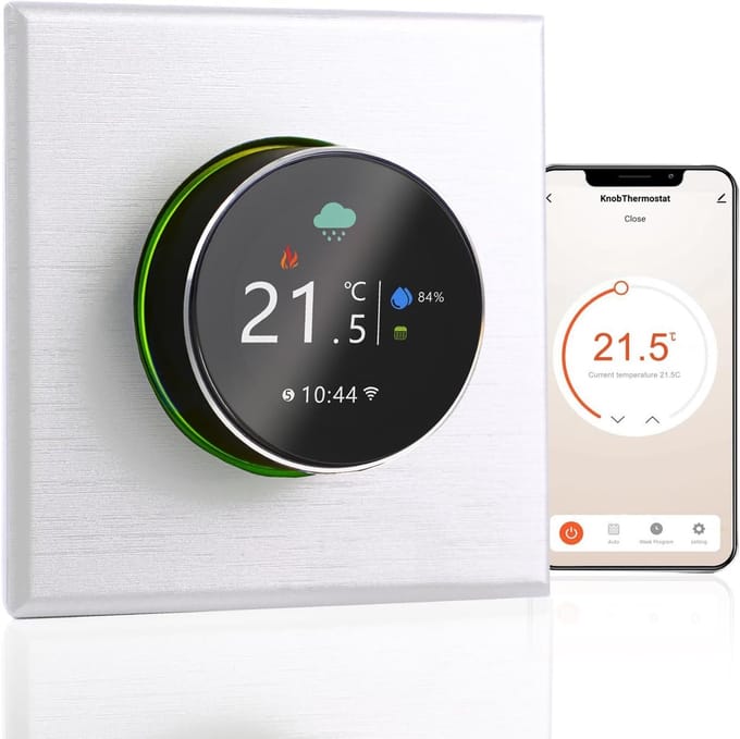 Slimme Thermostaat - Temperatuurregelaar WiFi - Verwarmingsregeling Thuis - App en Spraakbesturing - 240 Volt - Wit