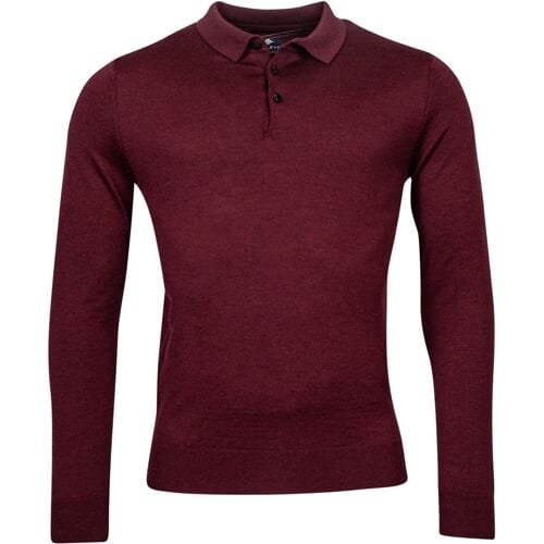 Baileys Trui Merino Pullover Polo Collar Buttons Single Knit Aubergine / male