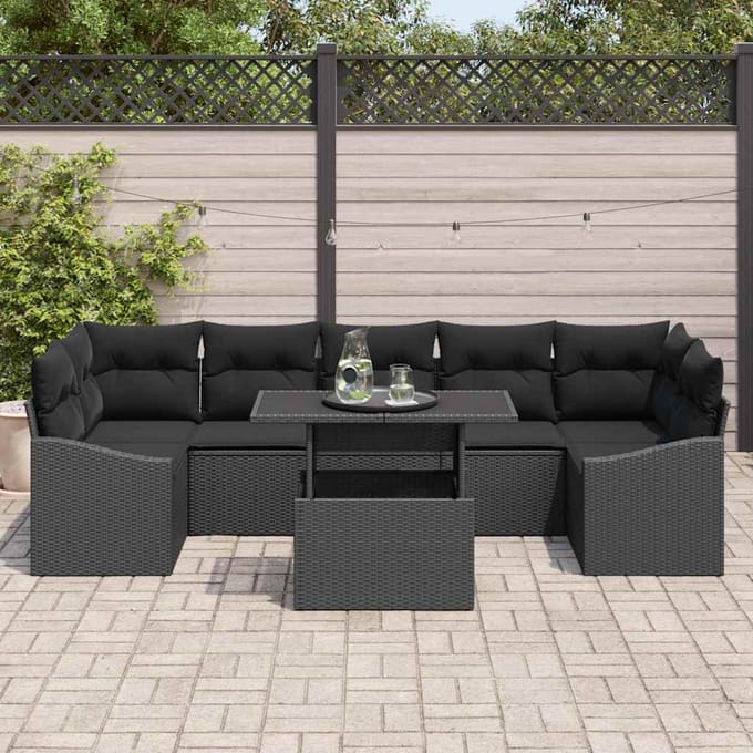 vidaXL - Tuinbank - Set - 8 - st - Zwart - poly - rattan