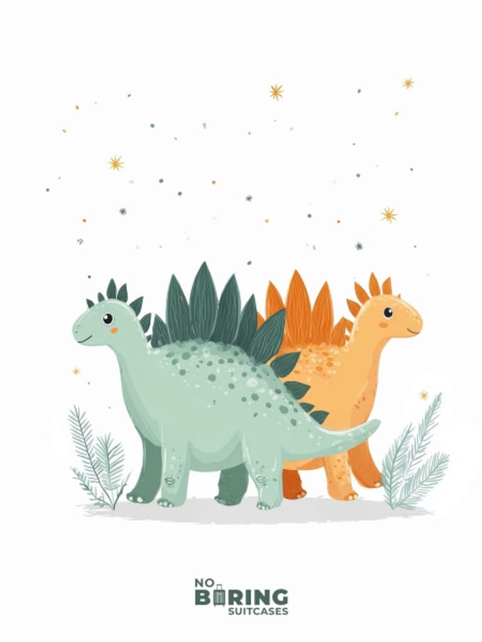 Kinderkoffer blauw - Stegosaurus duo