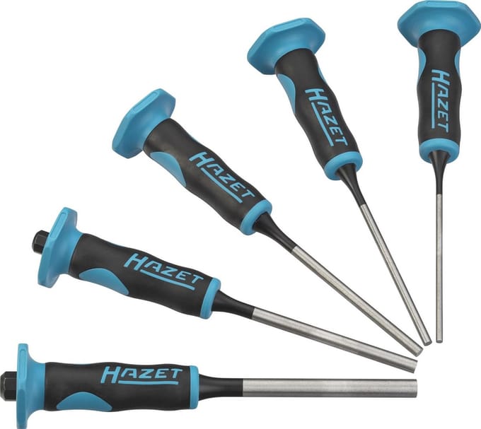 Ponsset met 2-componenten handgreep en handbeschermer - 5-delige set