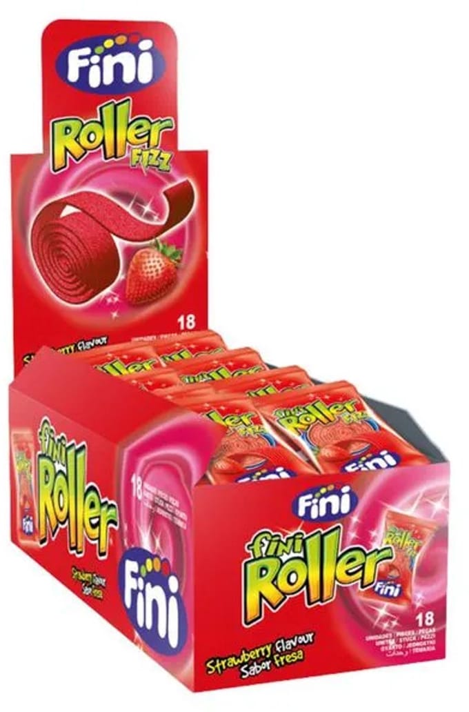 Fini | Zure Roller Aardbei | 18 x 20 gram