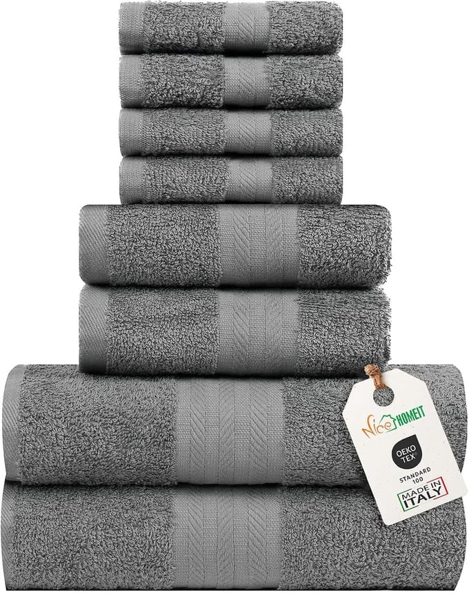 Omgoods - Handdoeken Set van 8 Stuks - 100% Katoen, Zacht en Absorberend