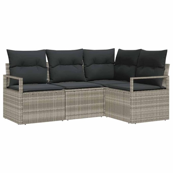 vidaXL Bankstel 4 pcs Lichtgrijs poly rattan