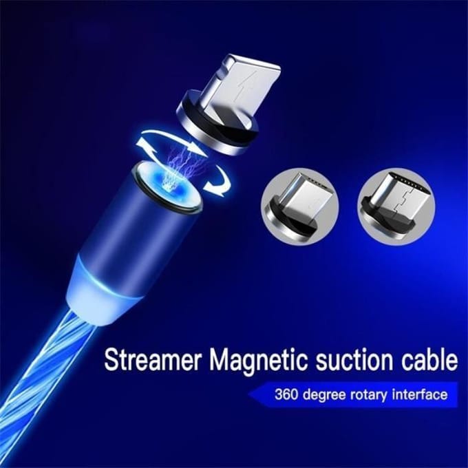 1M magnetische oplader kabel stromend LED-licht Micro USB type c oplaadkabel voor iPhone Samsun IOS Type-c Micro