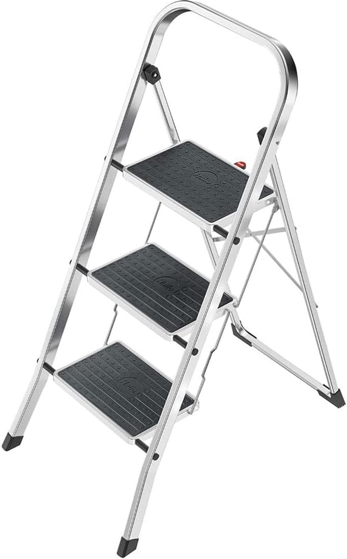 Opstapladder Aluminium met Antislip - 3 Treden, Belastbaar tot 150 kg