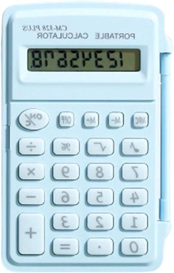 Mini Rekenmachine - Draagbare Rekenmachine - Dagelijkse Berekeningen - Helder LCD Display - 10 x 6 cm - Lichtblauw