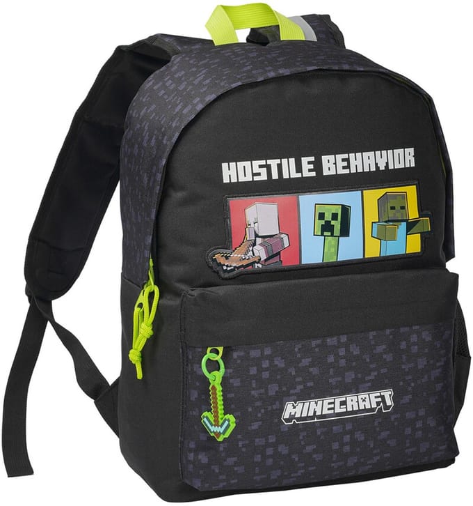 Minecraft Juvenil Adaptable Hostile Behavior 42.5x31x13.5 Cm 18l Rugzak Zwart Kinderen