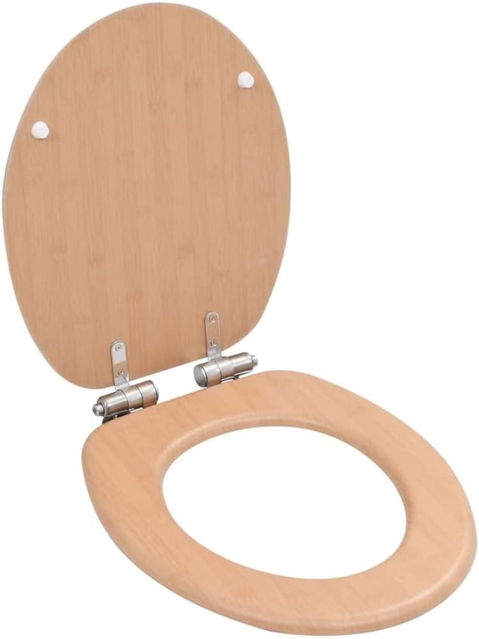 Toiletbril met Zacht Sluitende Deksel MDF in Bamboeprint