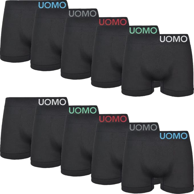 Microfiber Boxershorts Heren - 10-Pack - Uomo - Naadloos - Zwart - Maat M/L
