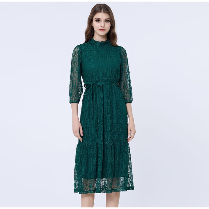 Fit-and-flare kanten jurk