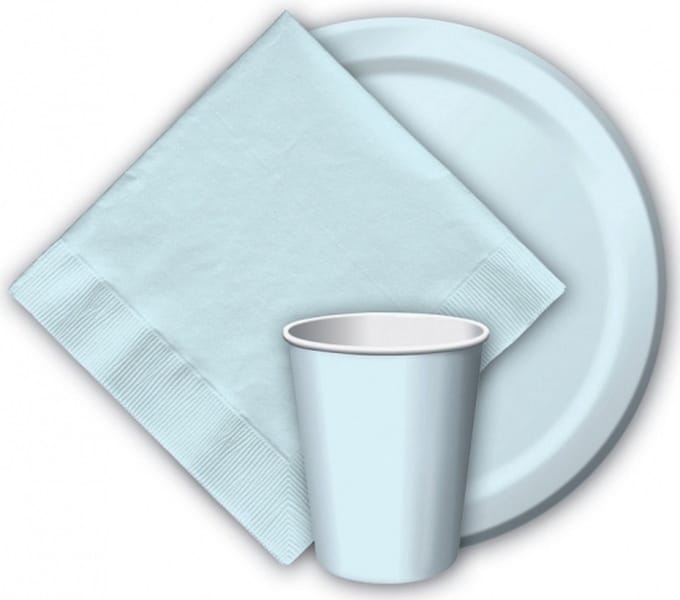 Feest bekertjes karton - lichtblauw - 24x stuks - 256 ml - Wegwerpbekertjes
